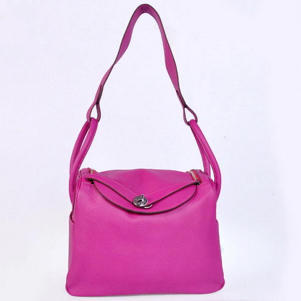 High Quality Replica Hermes Lindy 30CM Havanne Handbags Fuchsia Clemence Leather Silver - Click Image to Close